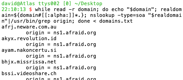 Nameservers for domain list, all at FreeDNS