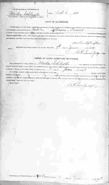 United States naturalization, second papers for Martin Schlachter, page 2